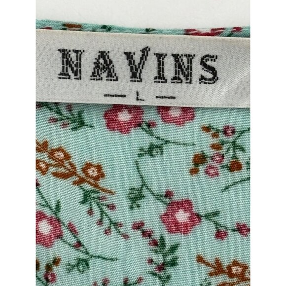 Floral Dress L Tiered Pockets Midi Puff Sleeve Cottagecore Casual Boho Fairycore - Picture 4 of 10